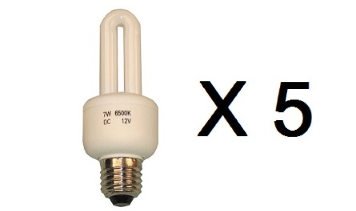 5 X Ampuloso eléctrico iluminación 12v 7w e27 economías de energía ampulosas eléctricos luz eléctrica jr international - 1