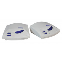 White hands free 3 channel wireless intercom with volume control and channel selector. sold in pairs altai - 1