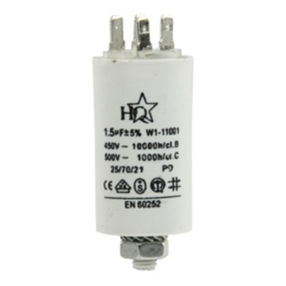 Lot De 2 Condensateurs 1.5µF 450V - Cosses Faston 6.3mm - Pour Moteurs, Lampes - Permanents - 50/60Hz - Isolés étanches