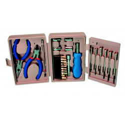 Caja 25 herramientas compactas 2 pinzas destornillador magnetico + embudos 6 destornillador de presicion cajas herramientas vell