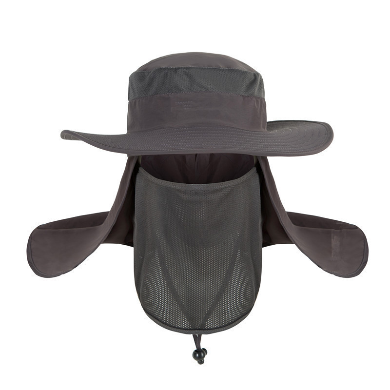 14cm Wide Brim Bucket Hat Breathable Boonie Summer UV Protection Fishing Sun Cap