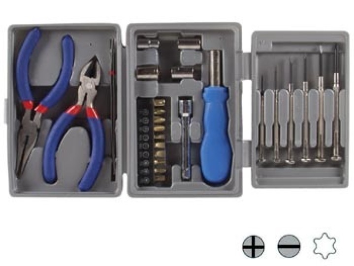 Werkzeugset im kunststoffkoffer (25 teile) 2 zangen schraubendreher set mit werkzeug im kunststoffkoffer velleman - 1