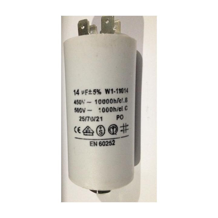 Capacitor 14 mfmicro farad u450v 50 60 hz universal motor start capacitor with am terminal w1 11014 jr international - 1