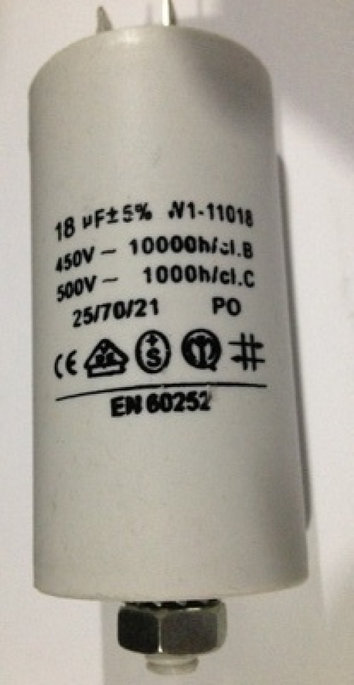 Condensador 18 mf micro farad 450v 50 60 hz condensador de arranque motor universal a borne am w1 11018 rohs - 1