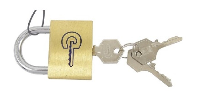 Padlock, 2 keys,opening closing brass 50mm security lock velleman - 1
