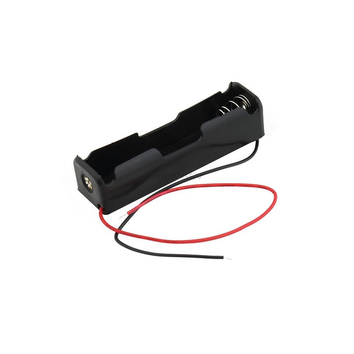 1 caja de la caja Pza Soporte para 1 x 18650 Negro con 6 'Wire Leads estrenar de plástico de almacenamiento de la batería sodial