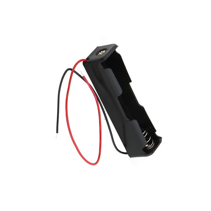 1 caja de la caja Pza Soporte para 1 x 18650 Negro con 6 'Wire Leads estrenar de plástico de almacenamiento de la batería sunlux