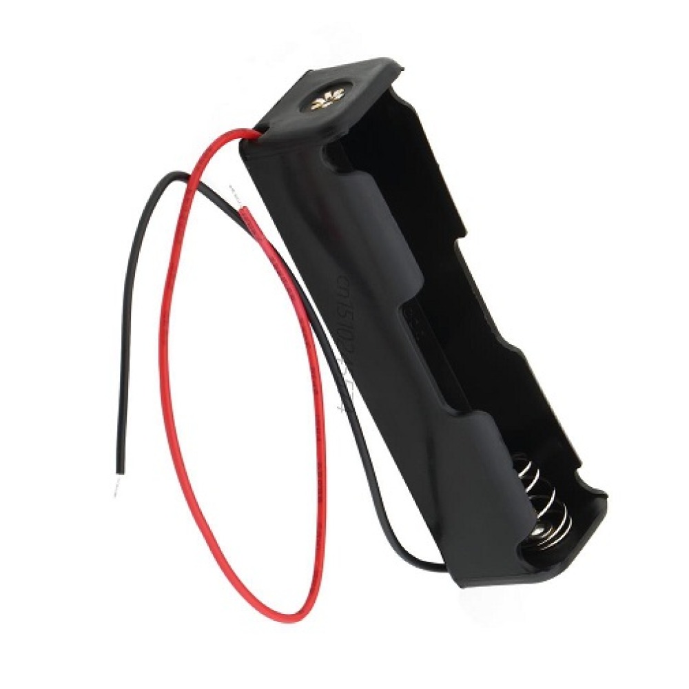 1 Pce Case Box Holder for 1 x 18650 Black with 6' Wire Leads Brand New Plastic Battery Storage sunluxury - 1