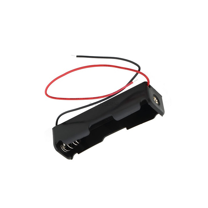 1 caja de la caja Pza Soporte para 1 x 18650 Negro con 6 'Wire Leads estrenar de plástico de almacenamiento de la batería man fr