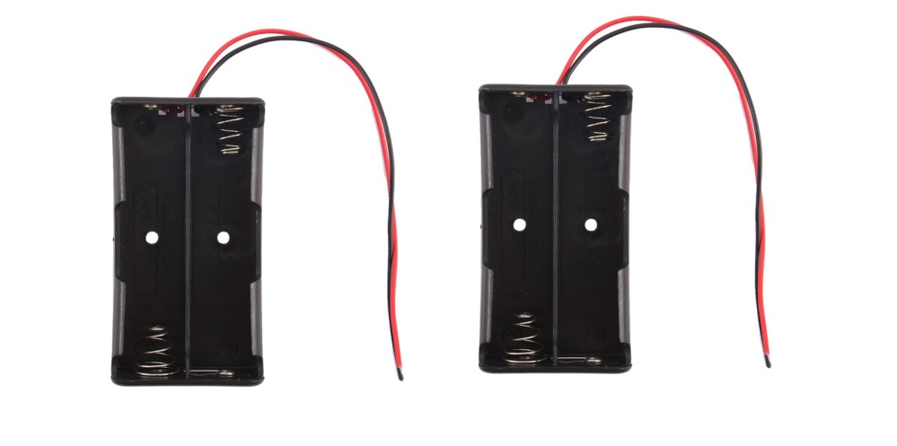 2 X 3.7V Clip Holder Box Case Black With Wire for 2 18650 Battery edealmax - 1