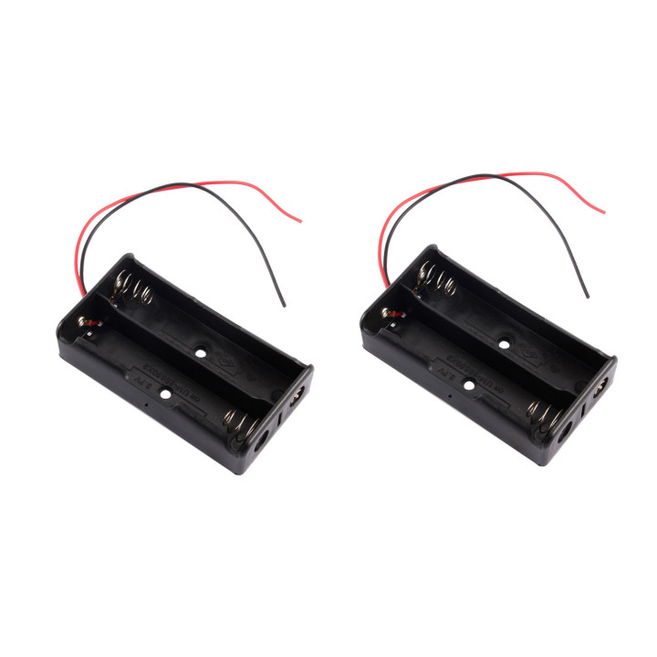 3.7V 2 X cuadro titular Clip Caso Negro Con Alambre para 2 18650 man friday - 1