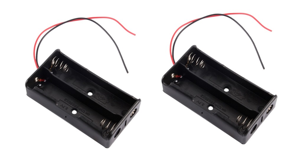 3.7V 2 X cuadro titular Clip Caso Negro Con Alambre para 2 18650 man friday - 1
