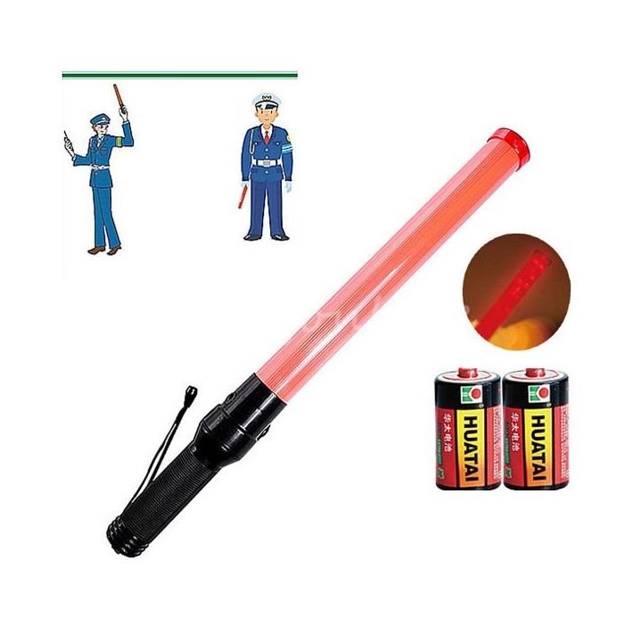 Traffic police baton red lightingtraffic led safety control reflective warning stick 21-inch Roadside Safety LED Traffic Wand Ba
