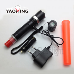 CREE XM-L Q5 zoomable led flashlight traffic wand torch tactical lamp lantern for police baton with 18650 and charger surefire -