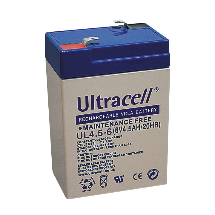 Batteria ricaricabile 6vcc 4.5ah pile ricaricabili pile a secco accumulatore piombo batterie da ricaricare gembird - 1