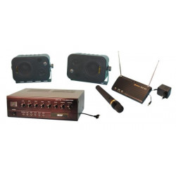 Kit sonorizzazione amplificatore + micro fil + alto parlante insieme micro senza filo completo jr international - 1