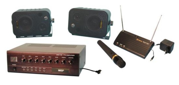 Lautsprecheranlage set verstarker + schnurloser mikro + lautsprecher kompletter set mit schnurloser mikrofon jr international - 