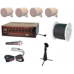 Kit sonorizzazione amplificatore + micro fil + alto parlante insieme micro con filo completo jr international - 1