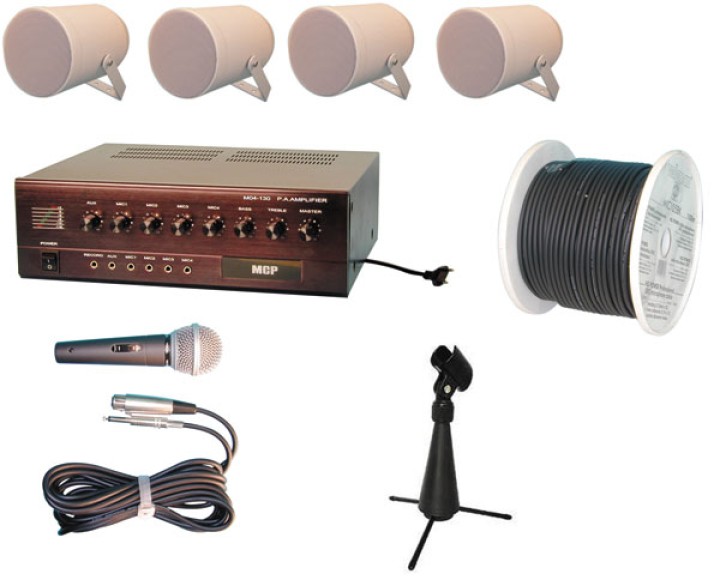 Kit sonorizacion amplificador + micro con hilo + alta voz kit micro con hilo completo jr international - 1