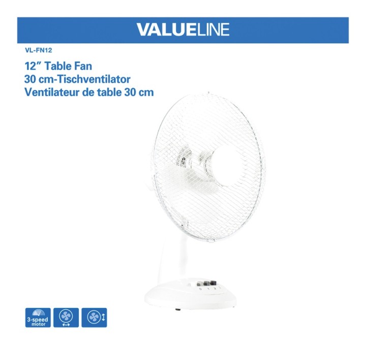 30cm tischventilator 220v oszillierende fixiert 30. dezember cm 3 geschwindigkeiten zuluft efand30 farelek - 1