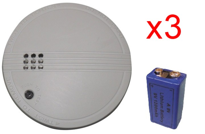 3 X Rauchmelder buzzer 9vdc sicherheitstechnik brandschutzartikel zubehor fur alarmananlage rauchdetektor rauchsensor brandschut