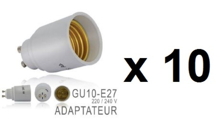 10 X Gu10 adapter lampenfassung lampe e27 führte anpassung 220v 12v 24v 48v forepin - 1