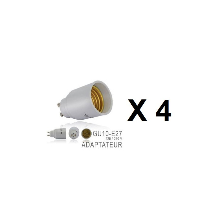 4 X Gu10 adaptador convertidor de enchufe de la lámpara de la lámpara e27 ha llevado adaptación 220v 12v 24v 48v lunartec - 1