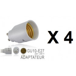 4 X Gu10 to e27 adapter converter base holder socket for led light lamp bulbs 12v 24v 48v 220v lampholder conversion lunartec - 