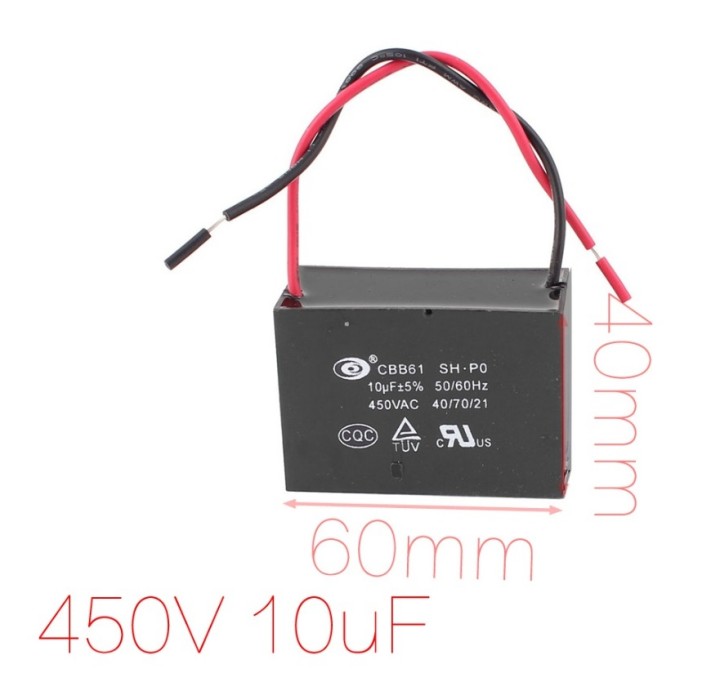 10uF capacitor 450v 500v ac rectangle CBB61 startup engine fan 50 / 60Hz dealx - 5