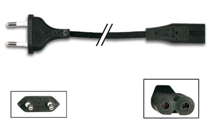 Cordone elettrico 1,5m 2x0.75mm2 maschio 6a vers femmina mini cordoni elettrici cavi settore elettricità velleman - 1