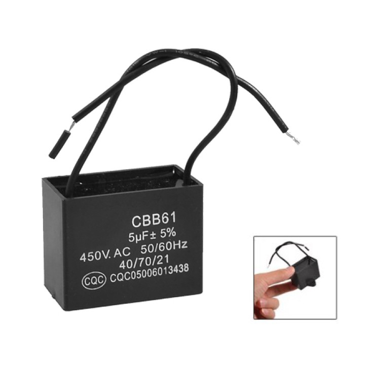 CBB61 450V 5UF hood air conditioning blower fan motor start capacitor pin square sourcingmap - 1