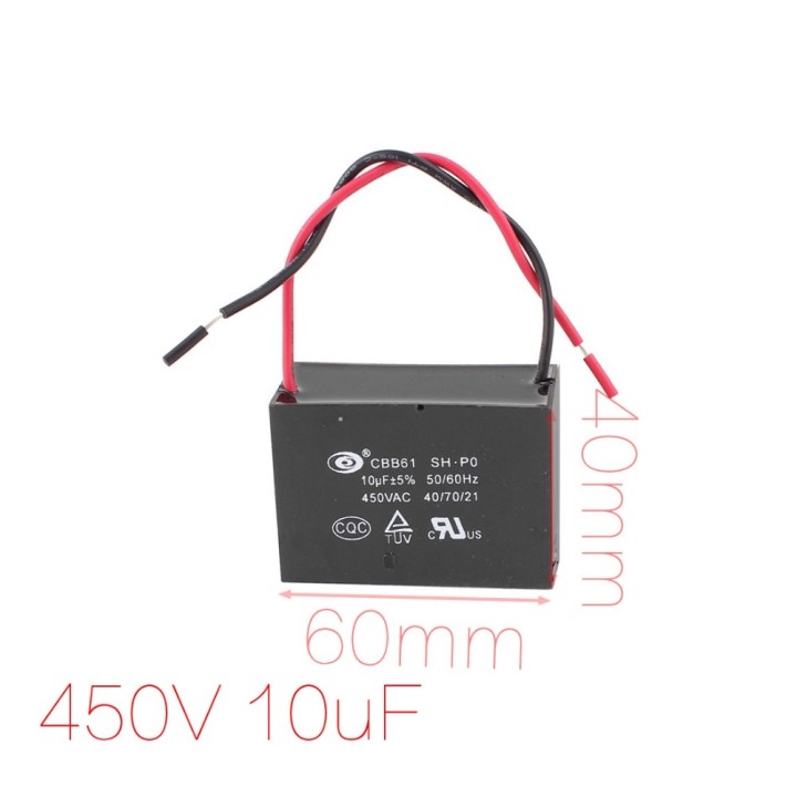10uF condensador de 450V 500v ac rectángulo CBB61 del ventilador del motor de arranque 50 / 60Hz sourcingmap - 1