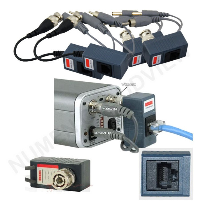 2 BNC-Stecker Koax-Video Balun mit Audio + PSU CCTV-Kamera 2-polige Anschlussklemme velleman - 1