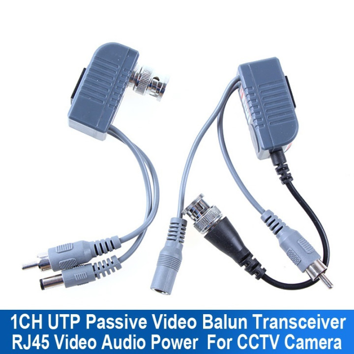 2 BNC Male Coax Video Balun with Audio + PSU CCTV Camera 2-pin terminal block jr international - 1
