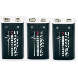 3 batterie ricaricabili 6F22 006P 9V 8.4V Li-ion 600mAh MN1604 a1604 4022 kr9v jr international - 2
