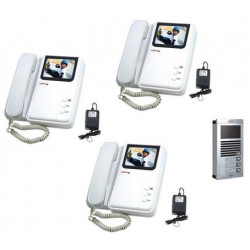 Intercomunicador electronico portero video color saliente (1 cámara + 3 monitores) jr international - 1