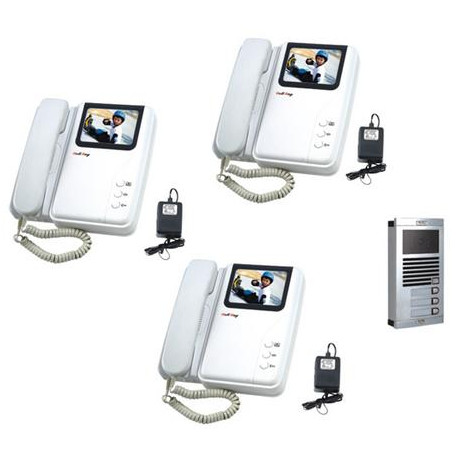 Intercom electronic colour intercom surface (1 camera + 3 monitors) jr international - 1