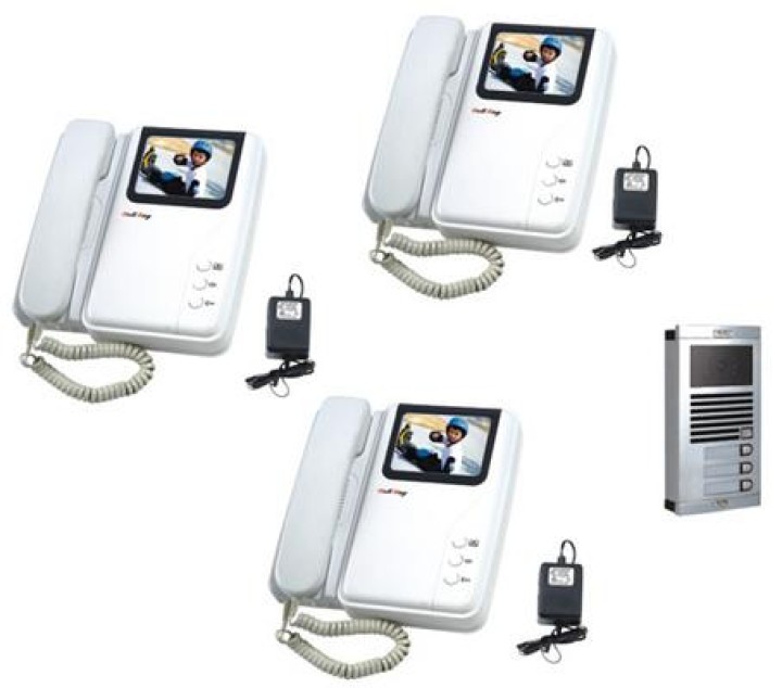 Intercomunicador electronico portero video color saliente (1 cámara + 3 monitores) jr international - 1