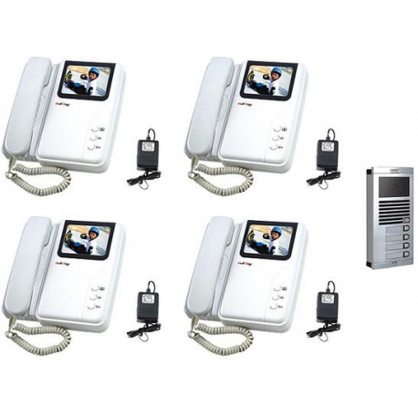 Intercomunicador electronico portero video color saliente (1 cámara + 4 monitores) jr international - 1