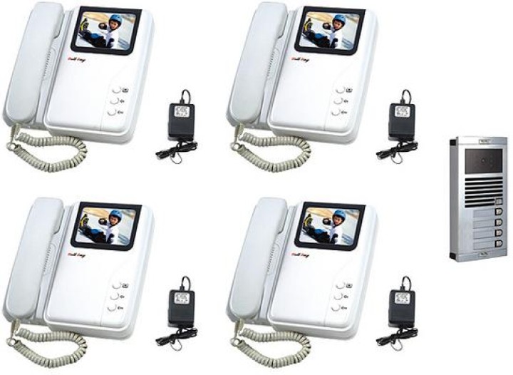 Intercomunicador electronico portero video color saliente (1 cámara + 4 monitores) jr international - 1