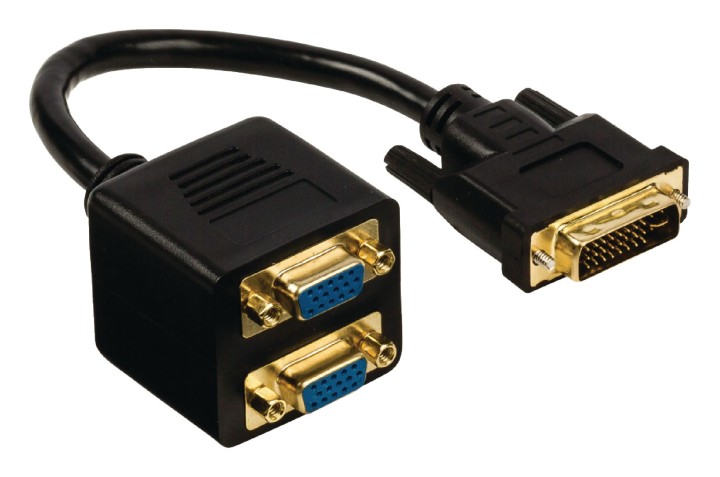 DVI cable DVI-I 24 + 5p Male - 2x VGA Female 0.20 m Black nedis - 2