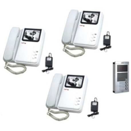 Intercom electronic b w 6 wire surface mounting video doorphone (camera+2 monitors) digital video doorphone system security alar