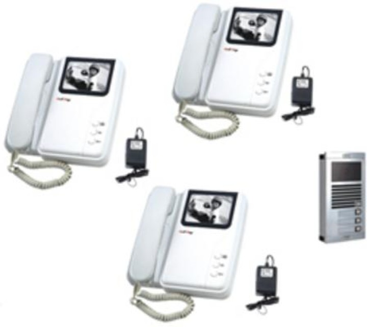 Intercom electronic b w 6 wire surface mounting video doorphone (camera+2 monitors) digital video doorphone system security alar
