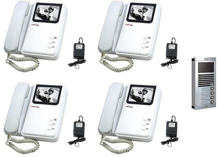 6 drahte s w aufbautursprechanlage fur villa (kamera + 4 monitoren) videotursprechanlage zum einbau jr international - 1