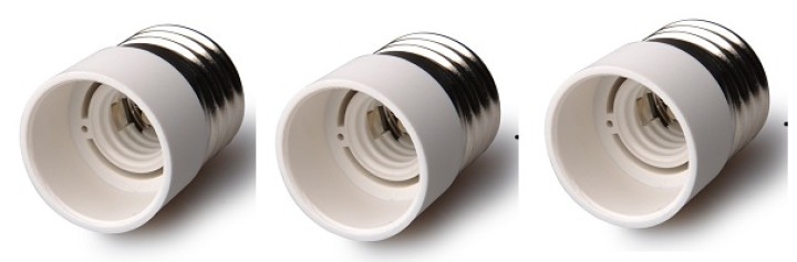 3 X E27 a E14 zócalo de la base del convertidor del adaptador sostenedor para los bulbos de lámpara de luz LED renkforce - 1