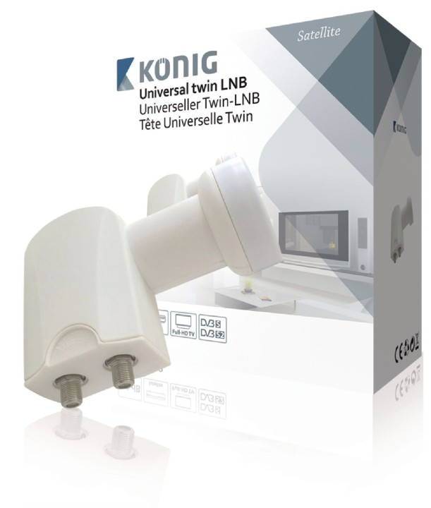 LNB universale doppia Tete 0,2 dB 2 KN-LNB-compliant uscite t20 TV DVB-S2 HD completa nedis - 3