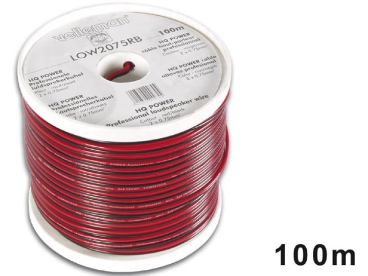 Cca loudspeaker wire 2x0.75mm2 red black reel 100m velleman - 1