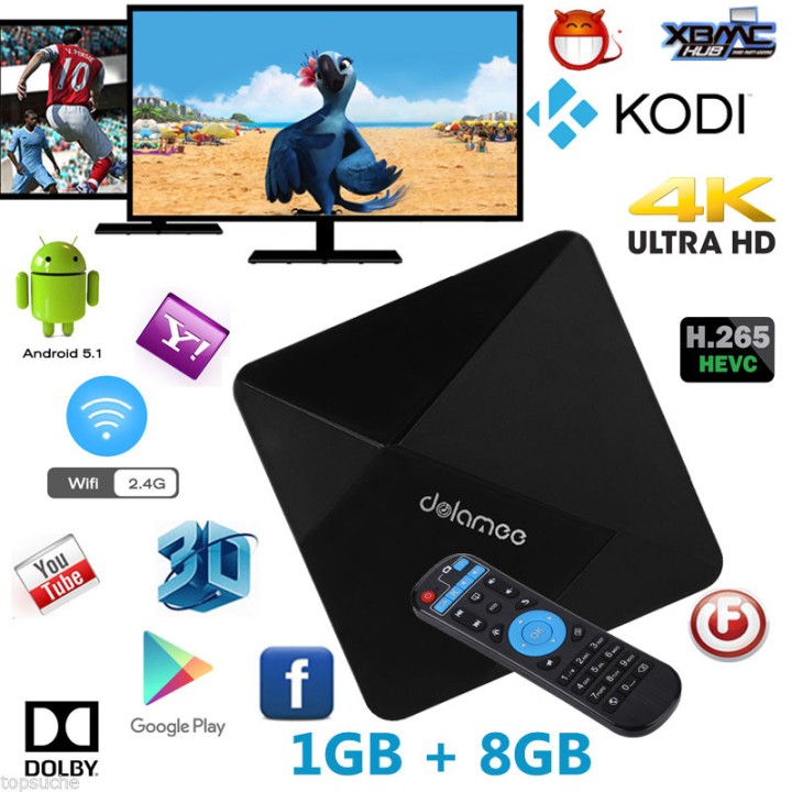 TV Box Android 1GB/8GB RK3229 Quad Core Cortex A7 1.5GHz 32-Bit WIFI Ultra HD IPTV KODI jr international - 1