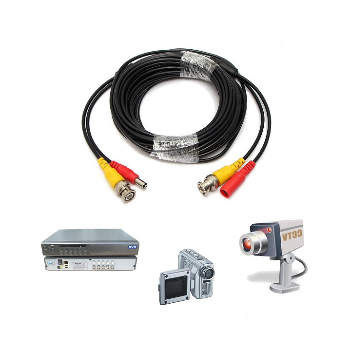 Cable coaxial para seguridad rg59 + cc de 10 metros könig jr international - 1