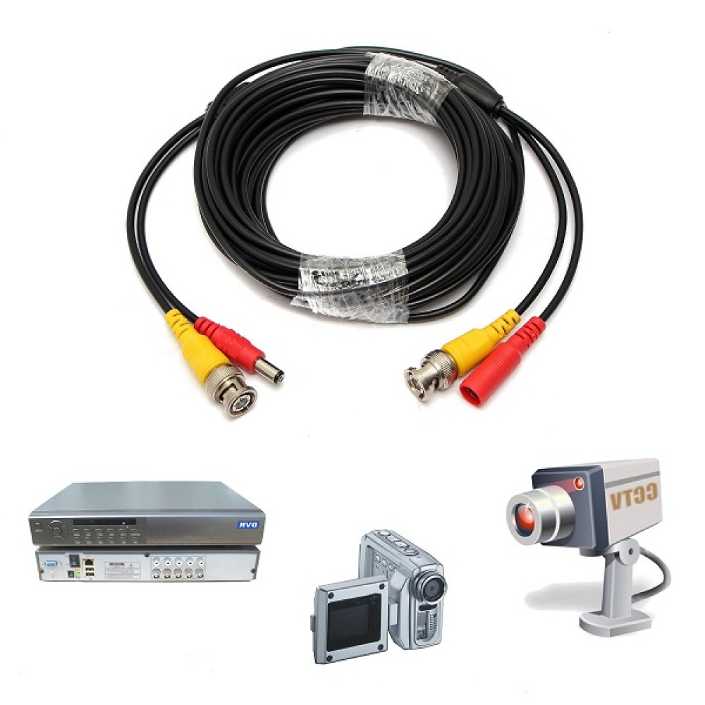 Cable coaxial para seguridad rg59 + cc de 10 metros könig jr international - 1